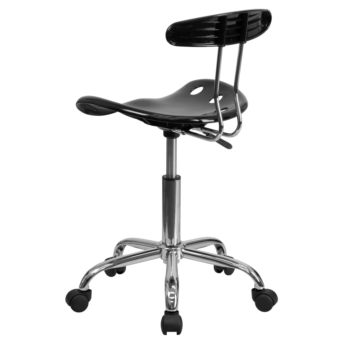 Black |#| Vibrant Black and Chrome Swivel Task Office Chair with Tractor Seat