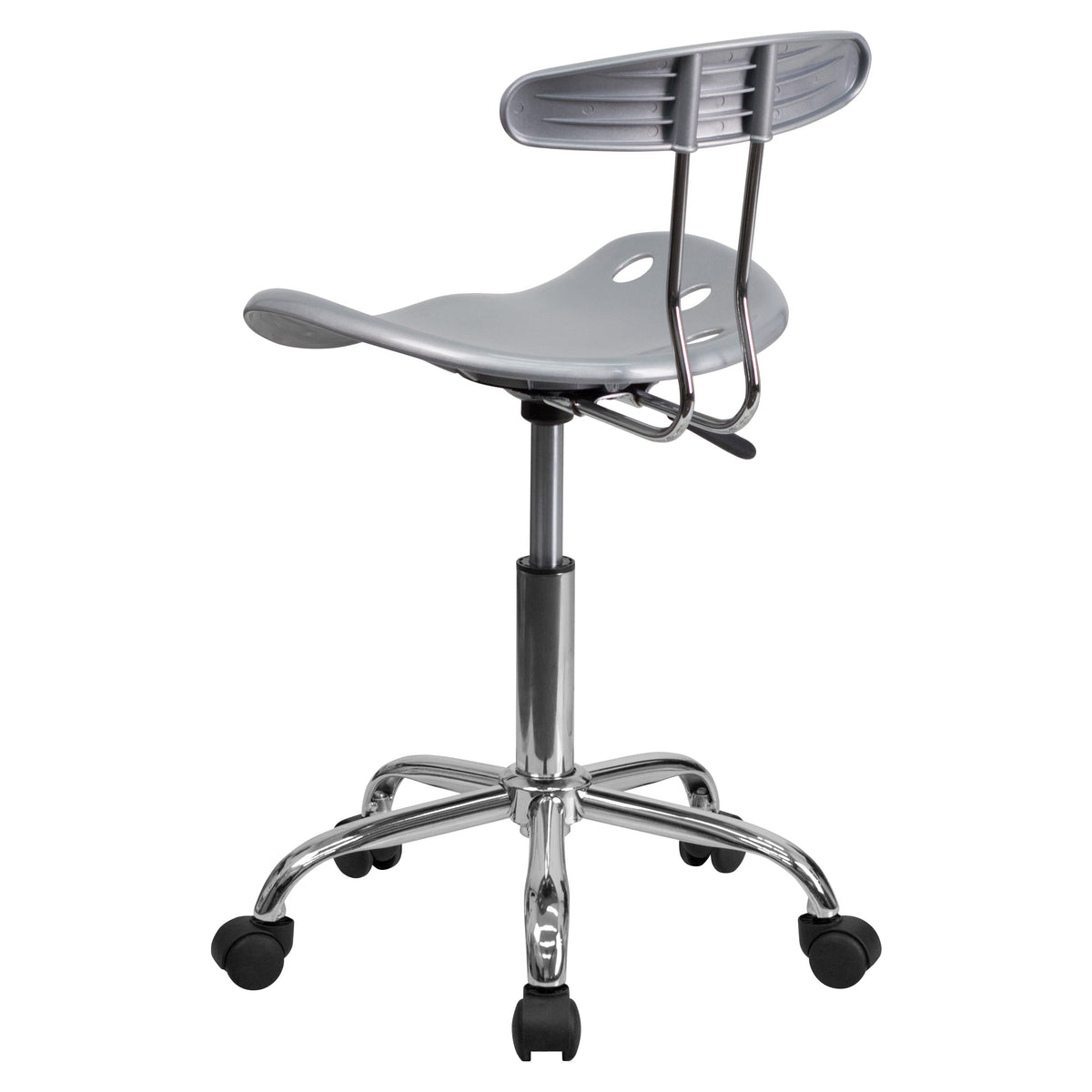 Silver |#| Vibrant Silver and Chrome Swivel Task Office Chair with Tractor Seat