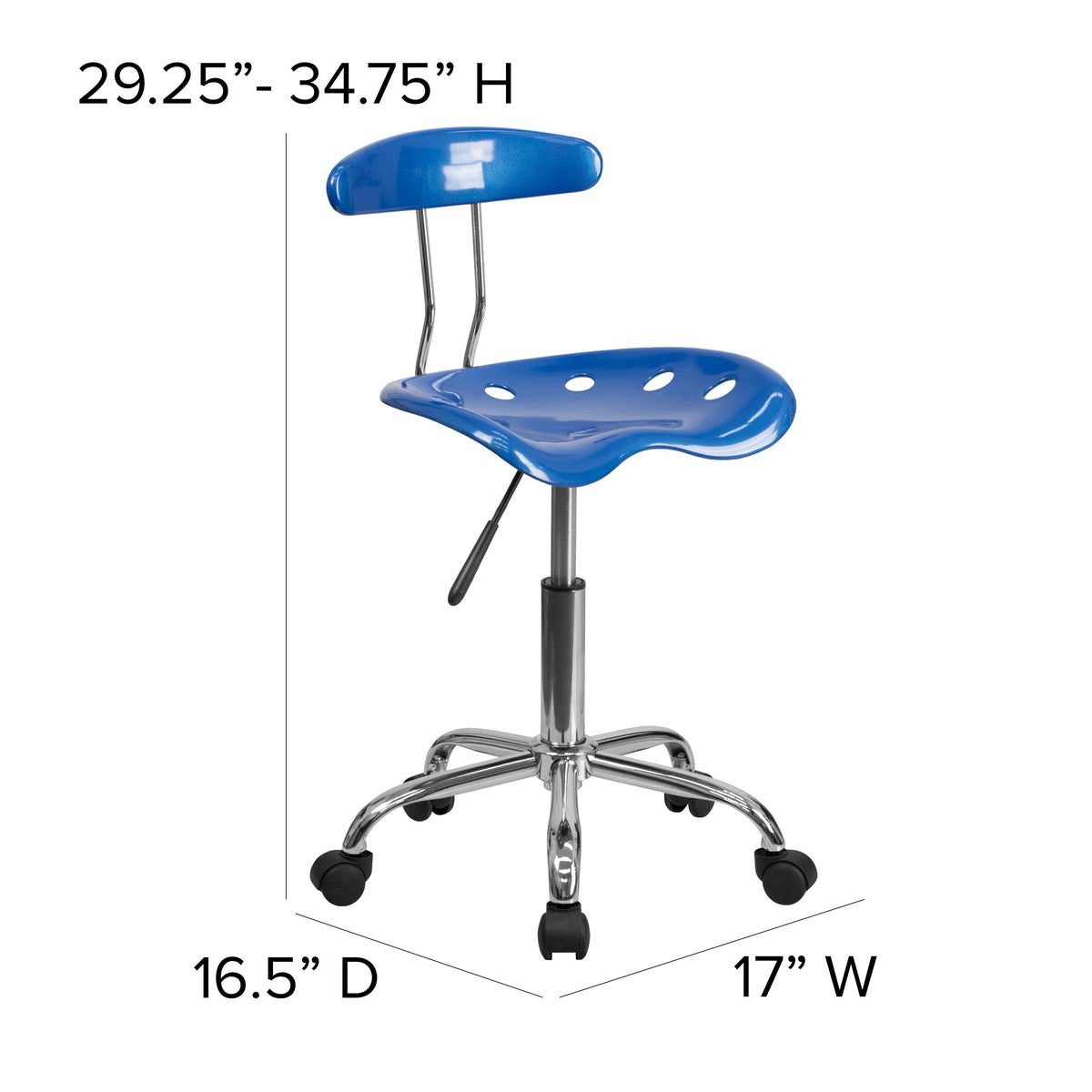 Bright Blue |#| Vibrant Bright Blue and Chrome Swivel Task Office Chair with Tractor Seat