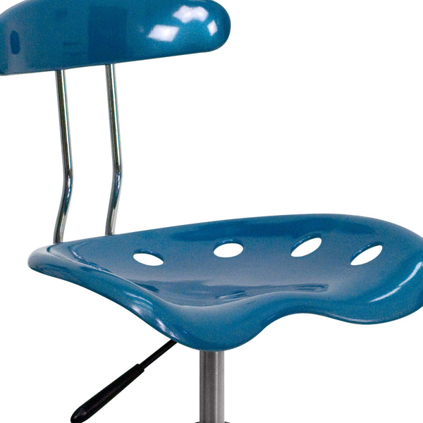 Bright Blue |#| Vibrant Bright Blue and Chrome Swivel Task Office Chair with Tractor Seat