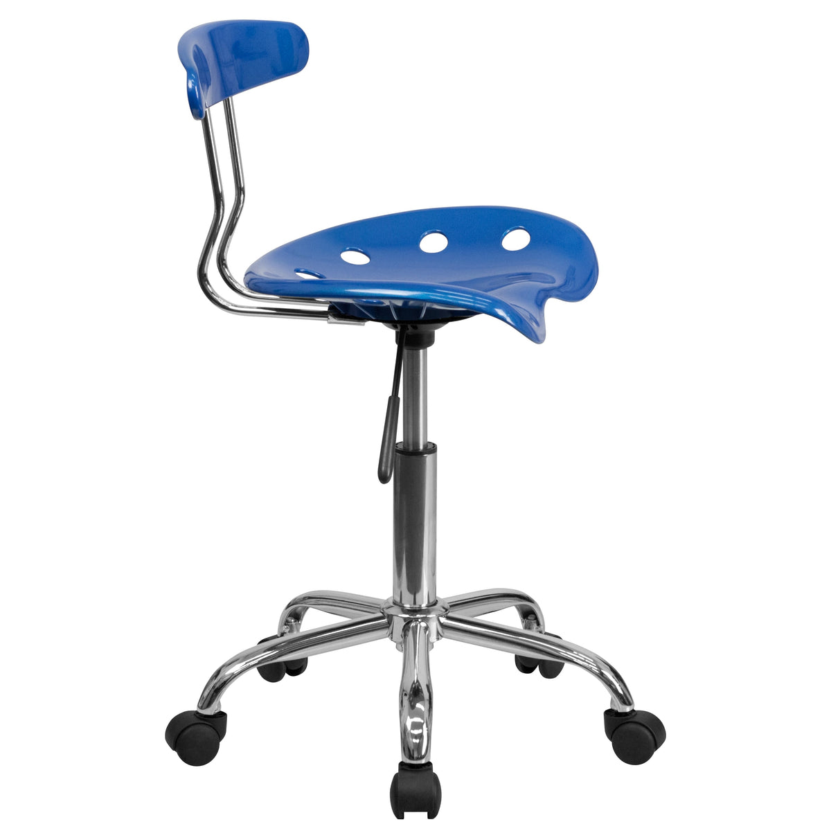 Bright Blue |#| Vibrant Bright Blue and Chrome Swivel Task Office Chair with Tractor Seat