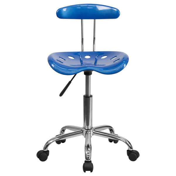 Bright Blue |#| Vibrant Bright Blue and Chrome Swivel Task Office Chair with Tractor Seat