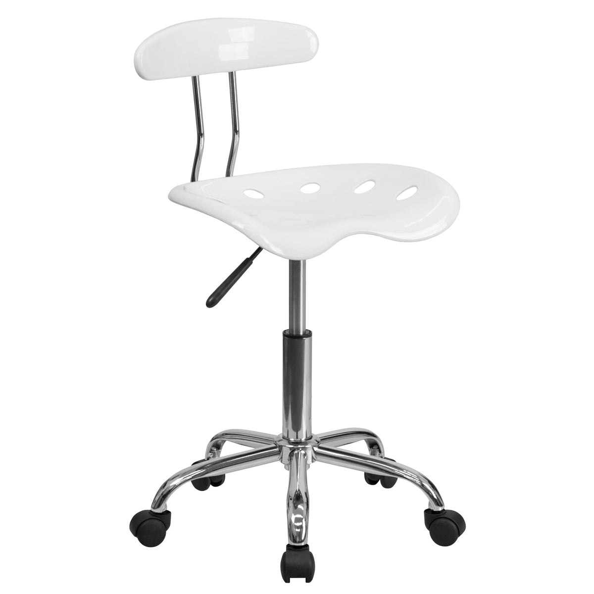 White |#| Vibrant White and Chrome Swivel Task Office Chair with Tractor Seat