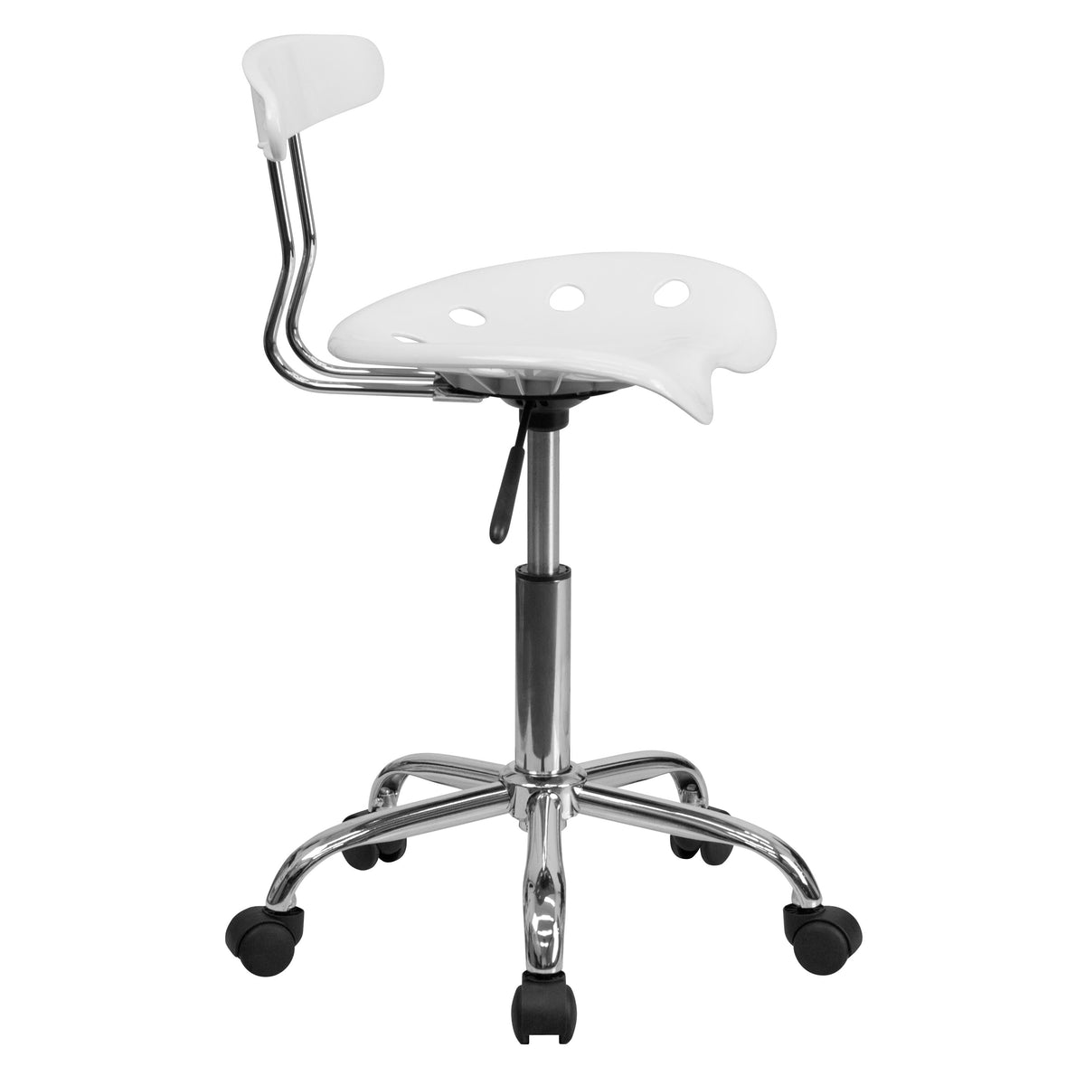 White |#| Vibrant White and Chrome Swivel Task Office Chair with Tractor Seat