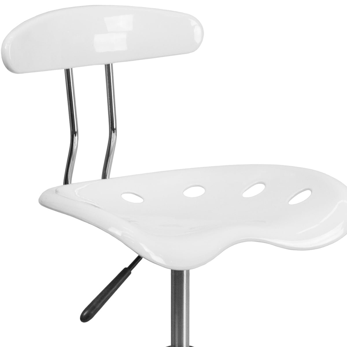 White |#| Vibrant White and Chrome Swivel Task Office Chair with Tractor Seat