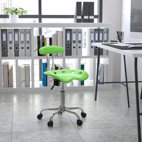 Apple Green |#| Vibrant Apple Green and Chrome Swivel Task Office Chair with Tractor Seat