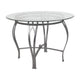 Clear Top/Silver Frame |#| 42inch Round Glass Dining Table with Bowed Out Silver Metal Frame