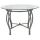 Clear Top/Silver Frame |#| 42inch Round Glass Dining Table with Bowed Out Silver Metal Frame