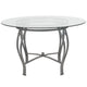 Clear Top/Silver Frame |#| 48inch Round Glass Dining Table with Bowed Out Silver Metal Frame