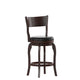 Black Vinyl/Espresso Frame |#| 24inch Open Back Wooden Swivel Stool - Padded Seat-Espresso/Black Faux Leather