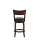 Black Vinyl/Espresso Frame |#| 24inch Open Back Wooden Swivel Stool - Padded Seat-Espresso/Black Faux Leather