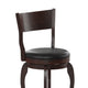 Black Vinyl/Espresso Frame |#| 24inch Open Back Wooden Swivel Stool - Padded Seat-Espresso/Black Faux Leather