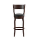 Black Vinyl/Espresso Frame |#| 30inch Open Back Wooden Swivel Stool - Padded Seat-Espresso/Black Faux Leather