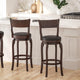 Black Vinyl/Espresso Frame |#| 30inch Open Back Wooden Swivel Stool - Padded Seat-Espresso/Black Faux Leather