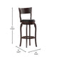 Black Vinyl/Espresso Frame |#| 30inch Open Back Wooden Swivel Stool - Padded Seat-Espresso/Black Faux Leather