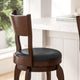 Black Vinyl/Antique Oak Frame |#| 30inch Open Back Wooden Swivel Stool - Padded Seat-Antique Oak/Black Faux Leather