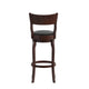 Black Vinyl/Espresso Frame |#| 30inch Open Back Wooden Swivel Stool - Padded Seat-Espresso/Black Faux Leather