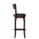 Black Vinyl/Espresso Frame |#| 30inch Open Back Wooden Swivel Stool - Padded Seat-Espresso/Black Faux Leather