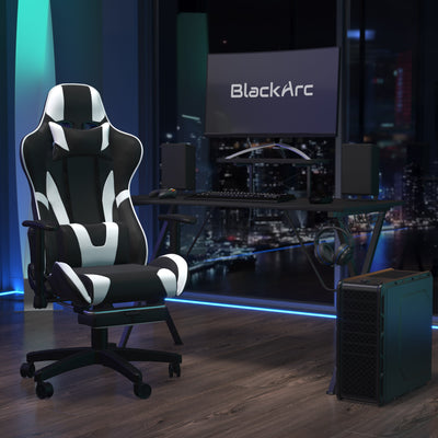 Tango Gaming Desk & Chair Set - Reclining Gaming Chair with Slide-Out Footrest & Gaming Desk with Cupholder/Headphone Hook - View 2
