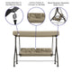 Tan |#| 3-Seat Outdoor Steel Converting Patio Swing and Bed Canopy Hammock in Tan