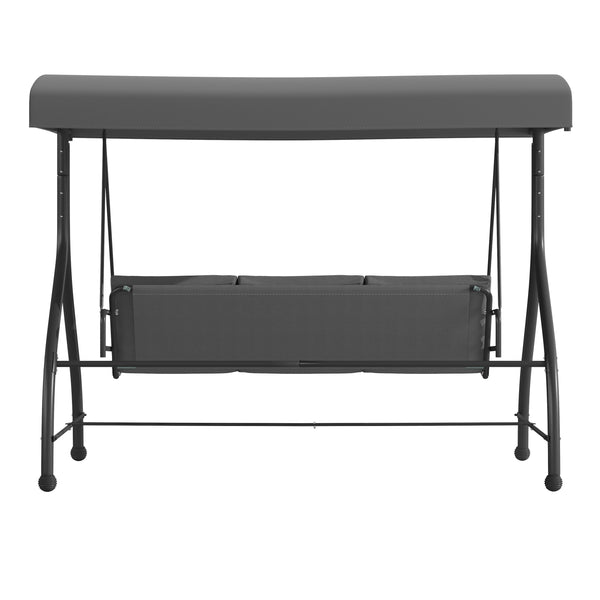 Gray |#| 3-Seat Outdoor Steel Converting Patio Swing and Bed Canopy Hammock in Gray