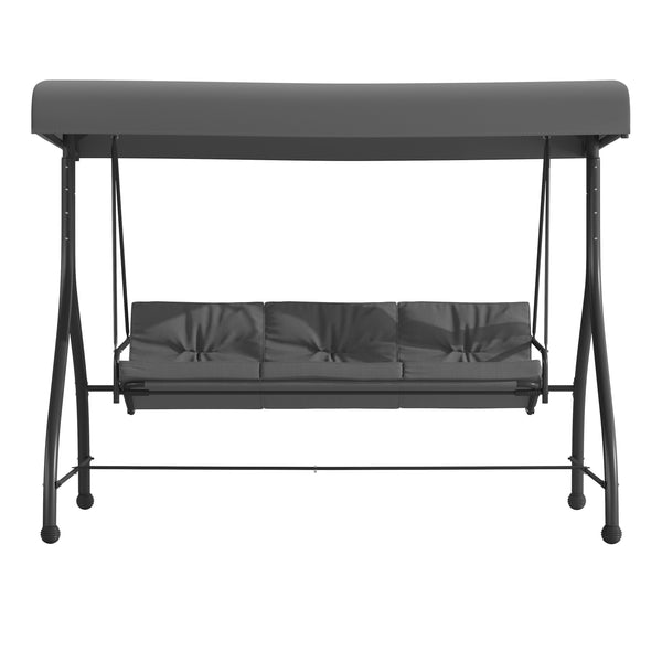 Gray |#| 3-Seat Outdoor Steel Converting Patio Swing and Bed Canopy Hammock in Gray