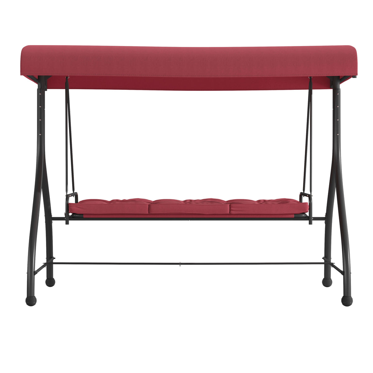 Maroon |#| 3-Seat Outdoor Steel Converting Patio Swing and Bed Canopy Hammock in Maroon