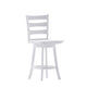 White Wash |#| Commercial Antique White Wash Wood Ladderback Swivel Counter Stool with Footrest