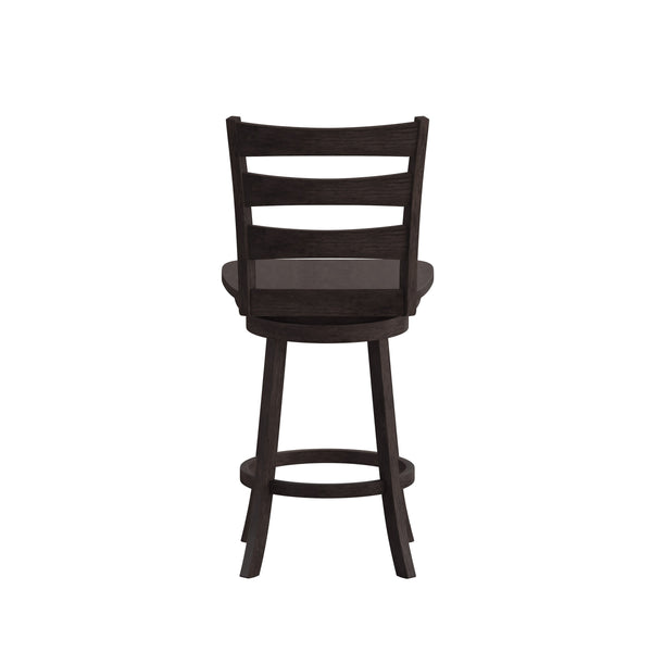 Gray Wash Walnut |#| Commercial Gray Wash Walnut Wood Ladderback Swivel Counter Stool with Footrest