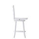 White Wash |#| Commercial Antique White Wash Wood Ladderback Swivel Counter Stool with Footrest