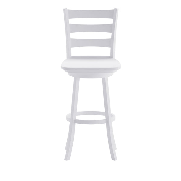 White Wash |#| Commercial Antique White Wash Wood Ladderback Swivel Bar Stool with Footrest