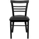 Black Vinyl Seat/Black Metal Frame |#| Black Three-Slat Ladder Back Metal Restaurant Chair - Black Vinyl Seat