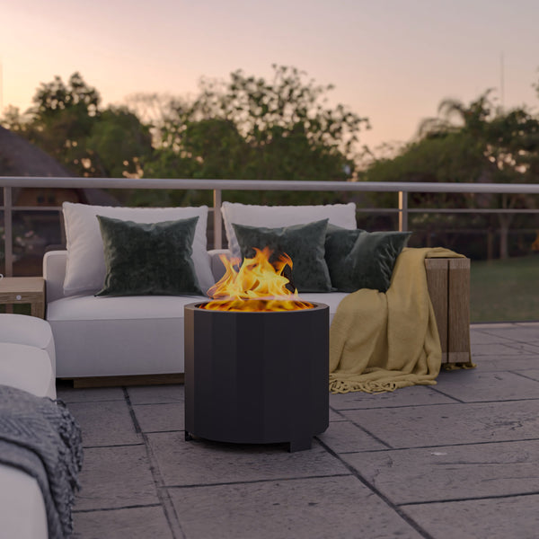 Black |#| Commercial Grade 19.5inch Outdoor Smokeless Wood Burning Fire Pit - Black