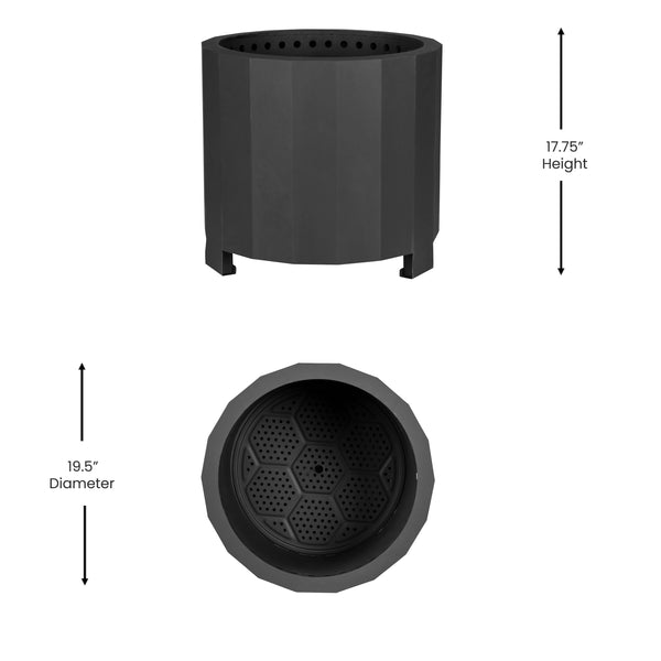 Black |#| Commercial Grade 19.5inch Outdoor Smokeless Wood Burning Fire Pit - Black