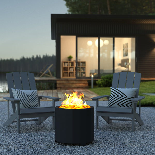 Black |#| Commercial Grade 19.5inch Outdoor Smokeless Wood Burning Fire Pit - Black
