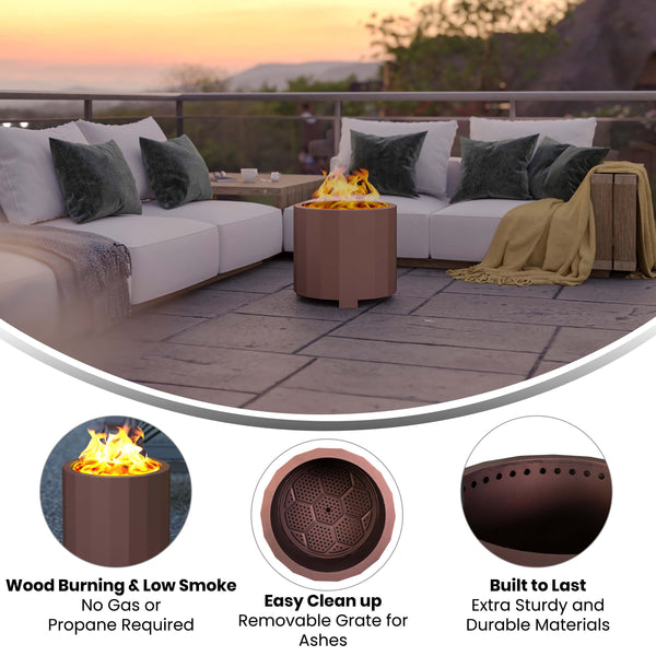 Bronze |#| Commercial Grade 19.5inch Outdoor Smokeless Wood Burning Fire Pit - Bronze
