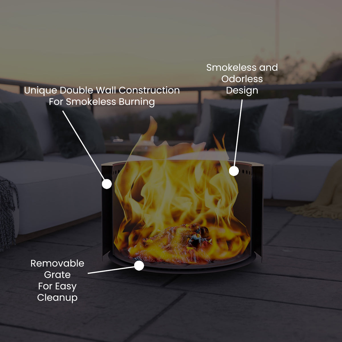 Bronze |#| Commercial Grade 19.5inch Outdoor Smokeless Wood Burning Fire Pit - Bronze