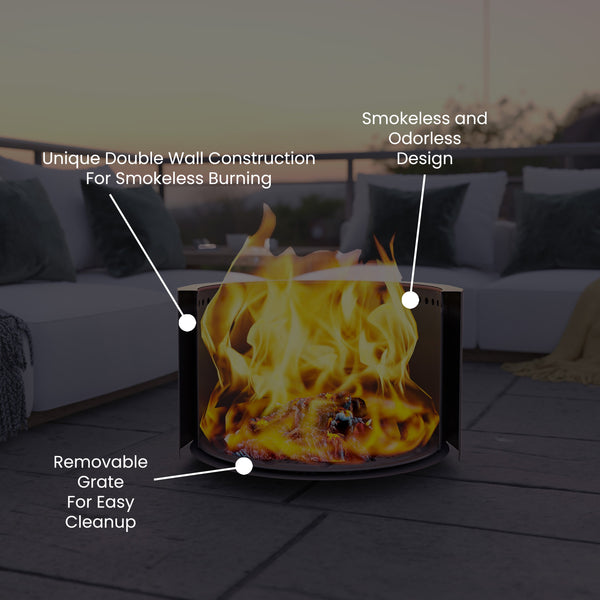 Bronze |#| Commercial Grade 19.5inch Outdoor Smokeless Wood Burning Fire Pit - Bronze