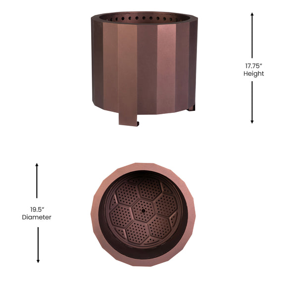 Bronze |#| Commercial Grade 19.5inch Outdoor Smokeless Wood Burning Fire Pit - Bronze