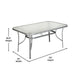 Clear Top/Silver Frame |#| Commercial 35x59 Tempered Glass and Steel Patio Table with Umbrella Hole-Silver