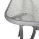 Clear Top/Silver Frame |#| Commercial 35x59 Tempered Glass and Steel Patio Table with Umbrella Hole-Silver