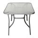 Clear Top/Silver Frame |#| Commercial 35x59 Tempered Glass and Steel Patio Table with Umbrella Hole-Silver