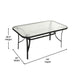 Clear Top/Black Frame |#| Commercial 35x59 Tempered Glass and Steel Patio Table with Umbrella Hole-Black