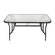 Clear Top/Black Frame |#| Commercial 35x59 Tempered Glass and Steel Patio Table with Umbrella Hole-Black