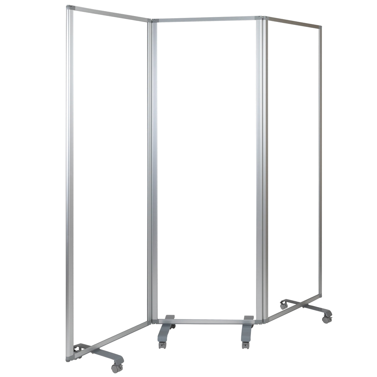 24"L x 72"H |#| Transparent Acrylic Mobile Partition with Lockable Casters, 72"H x 24"L