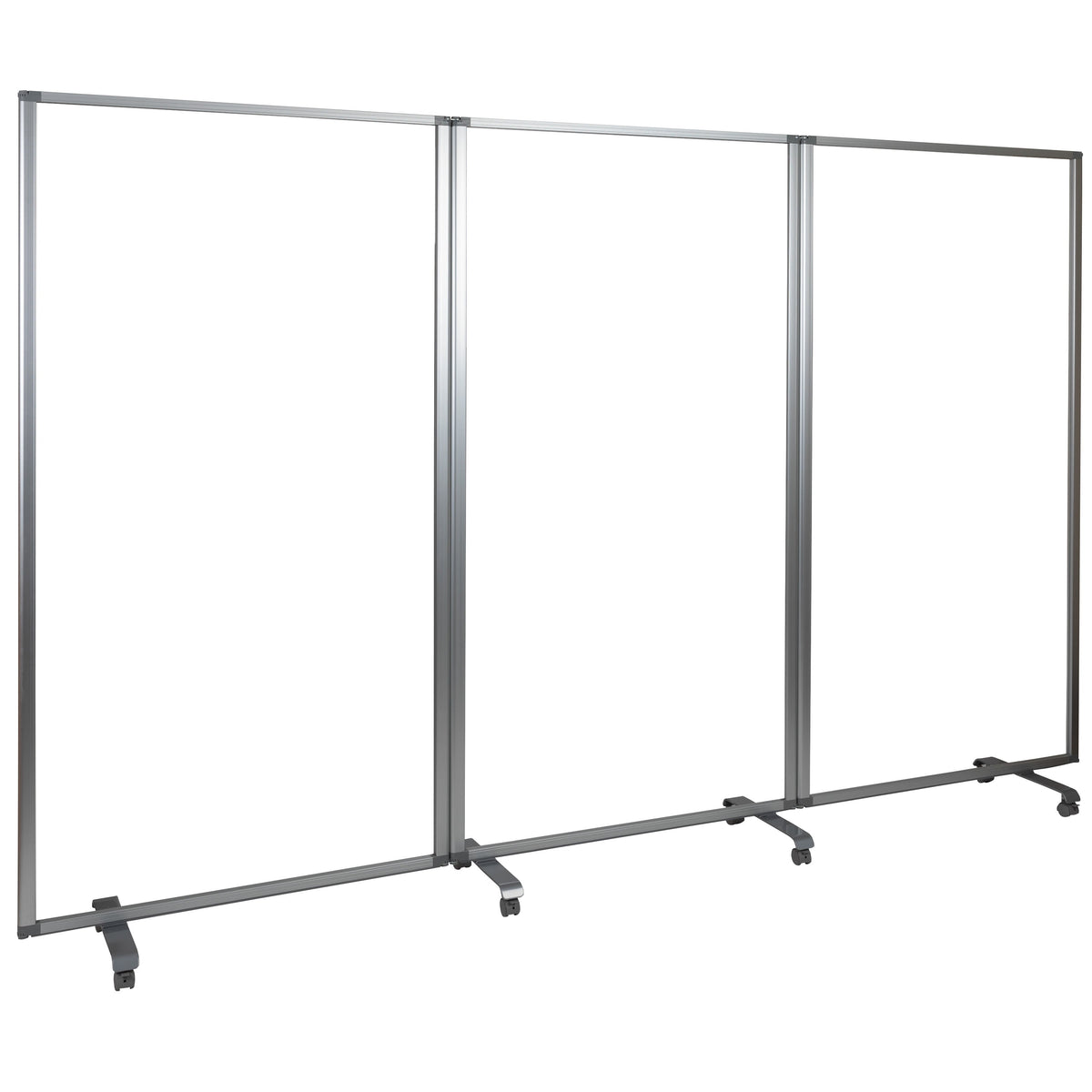 36"L x 72"H |#| Transparent Acrylic Mobile Partition with Lockable Casters, 72"H x 36"L