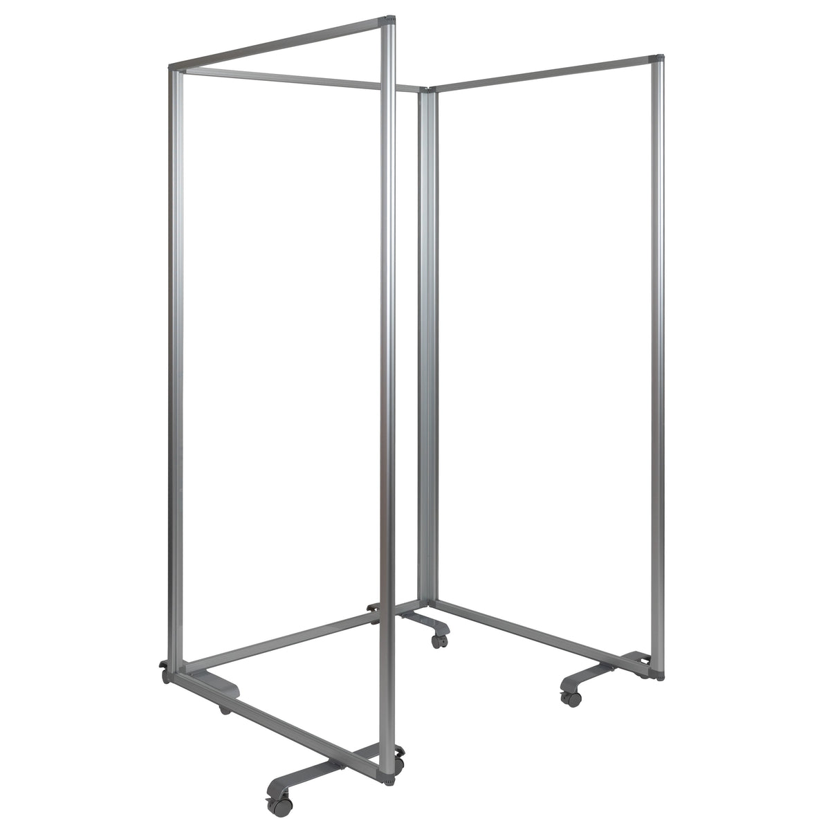 36"L x 72"H |#| Transparent Acrylic Mobile Partition with Lockable Casters, 72"H x 36"L