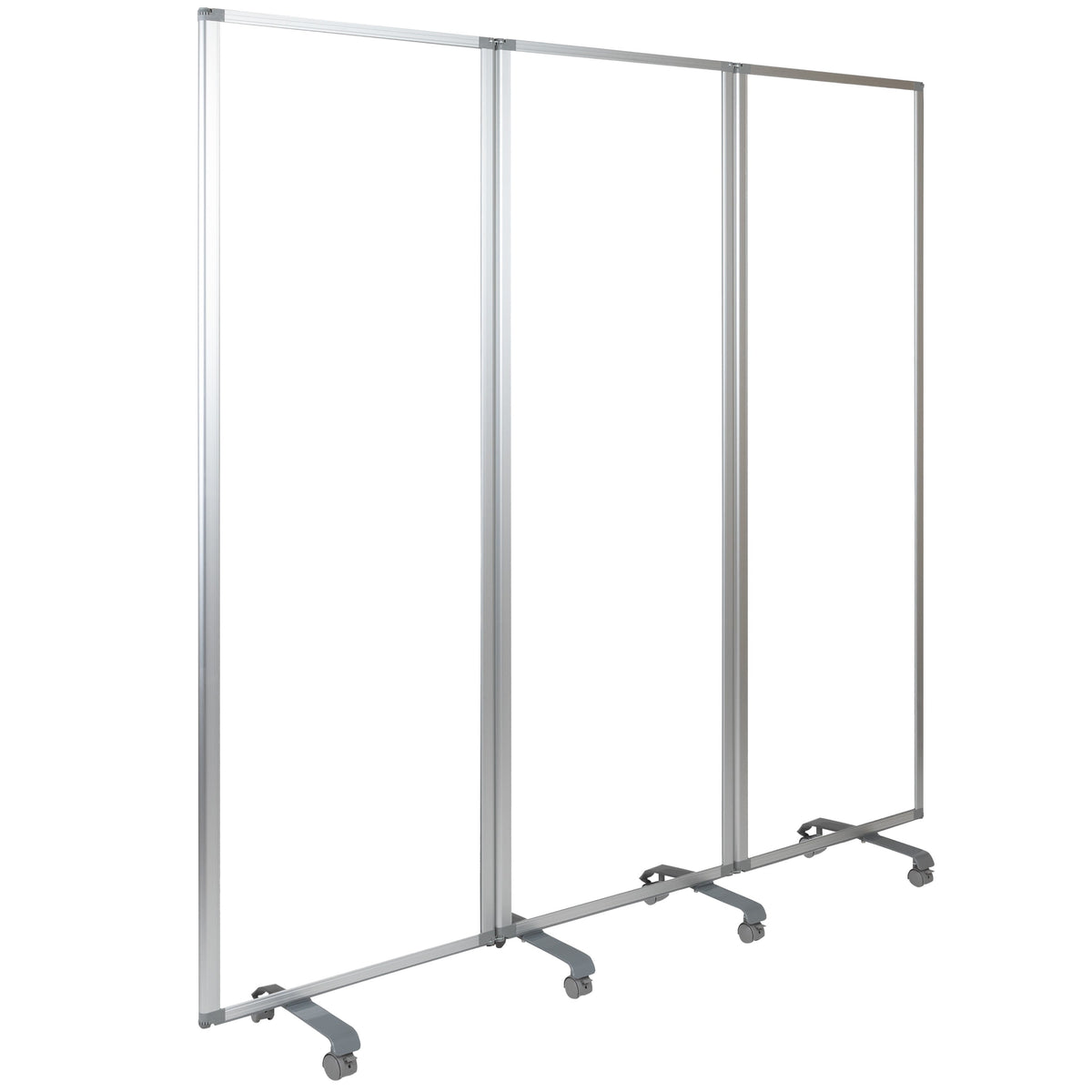 24"L x 72"H |#| Transparent Acrylic Mobile Partition with Lockable Casters, 72"H x 24"L