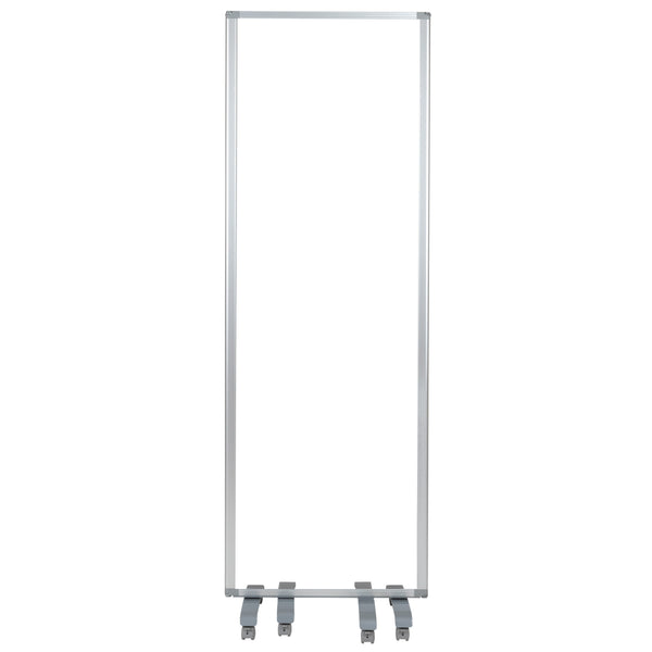 24"L x 72"H |#| Transparent Acrylic Mobile Partition with Lockable Casters, 72"H x 24"L