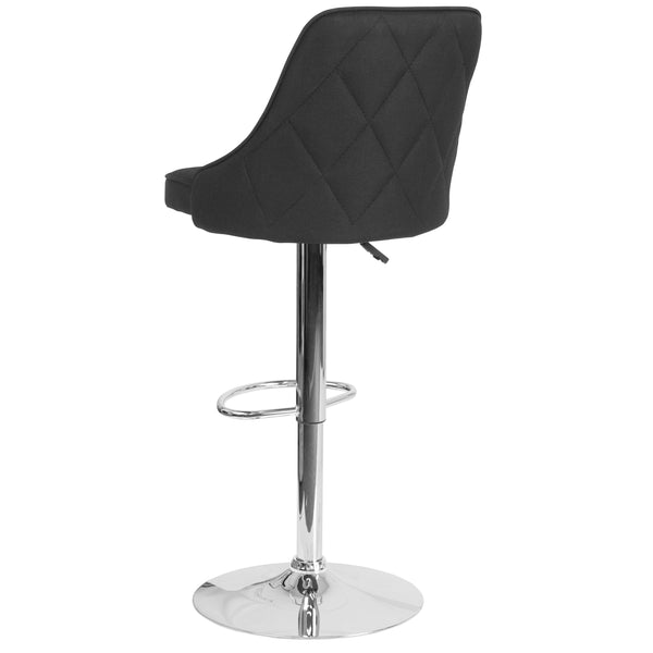 Black Fabric |#| Contemporary Adjustable Height Barstool in Black Fabric - Kitchen Furniture
